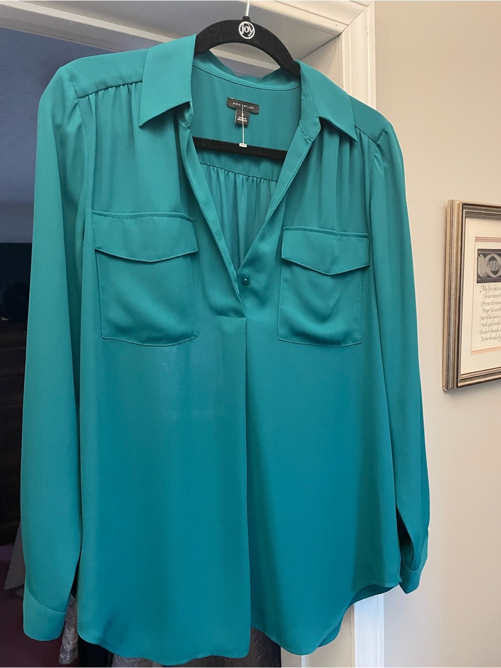 Ann Taylor Teal Button-Front Blouse